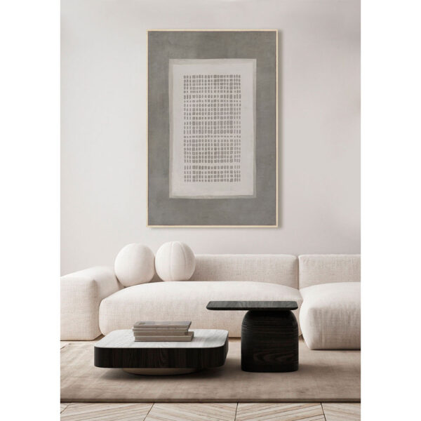 COSMIC GRID ΠΙΝΑΚΑΣ ΔΙΑΚΟΣΜΗΤΙΚΟΣ ΜΕ ΚΟΡΝΙΖΑ 80x120x4cm ΚΑΜΒΑΣ ΓΚΡΙ ΣΚΟΥΡΟ ΜΠΕΖ ΞΥΛΟ 033064 - Image 2