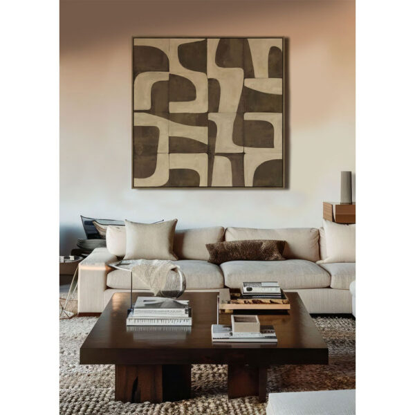 BOHO BALANCE ΠΙΝΑΚΑΣ ΔΙΑΚΟΣΜΗΤΙΚΟΣ ΜΕ ΚΟΡΝΙΖΑ 80x80x4cm ΚΑΜΒΑΣ ΚΑΦΕ ΜΠΕΖ PP 033071 - Image 2