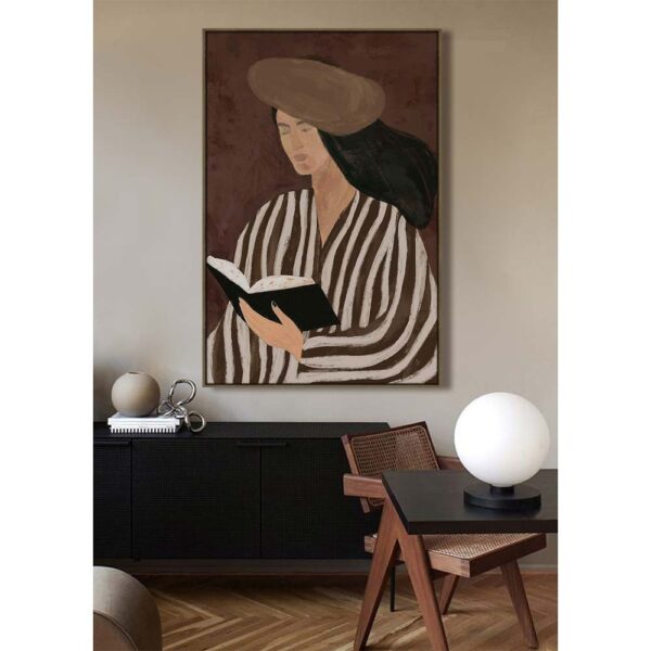 LITERARY CALM ΠΙΝΑΚΑΣ ΔΙΑΚΟΣΜΗΤΙΚΟΣ ΜΕ ΚΟΡΝΙΖΑ 80x120x4cm ΚΑΜΒΑΣ ΚΑΦΕ PP 033079 - Image 2