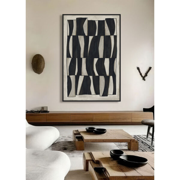 CEBRA ΠΙΝΑΚΑΣ ΔΙΑΚΟΣΜΗΤΙΚΟΣ ΜΕ ΚΟΡΝΙΖΑ 80x120x4cm ΚΑΜΒΑΣ BEIGE ΜΑΥΡΟ ΞΥΛΟ ΜΑΥΡΟ 033176 - Image 2