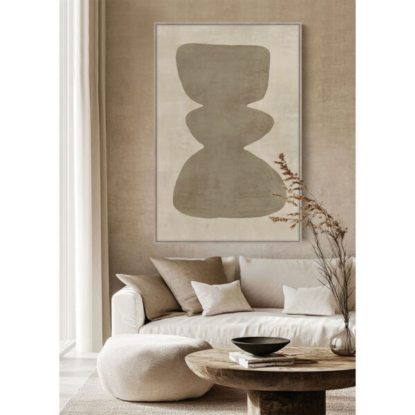 CANDELABRA.B ΠΙΝΑΚΑΣ ΔΙΑΚΟΣΜΗΤΙΚΟΣ ΜΕ ΚΟΡΝΙΖΑ 80x120x4cm ΚΑΜΒΑΣ BEIGE ΚΑΦΕ ΞΥΛΟ ΦΥΣΙΚΟ 033180 - Image 2