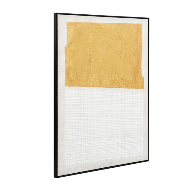 DUE MONDI ΠΙΝΑΚΑΣ ΔΙΑΚΟΣΜΗΤΙΚΟΣ ΜΕ ΚΟΡΝΙΖΑ 90x120x4cm ΚΑΜΒΑΣ ΜΠΕΖ ΜΟΥΣΤΑΡΔΙ ΞΥΛΟ ΜΑΥΡΟ 034238 - Image 2