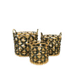 ROMVUS ΚΑΛΑΘΙ SET 3ΤΜΧ 36x36x38cm ΥΑΚΙΝΘΟΣ ΦΥΣΙΚΟ ΜΑΥΡΟ 034311