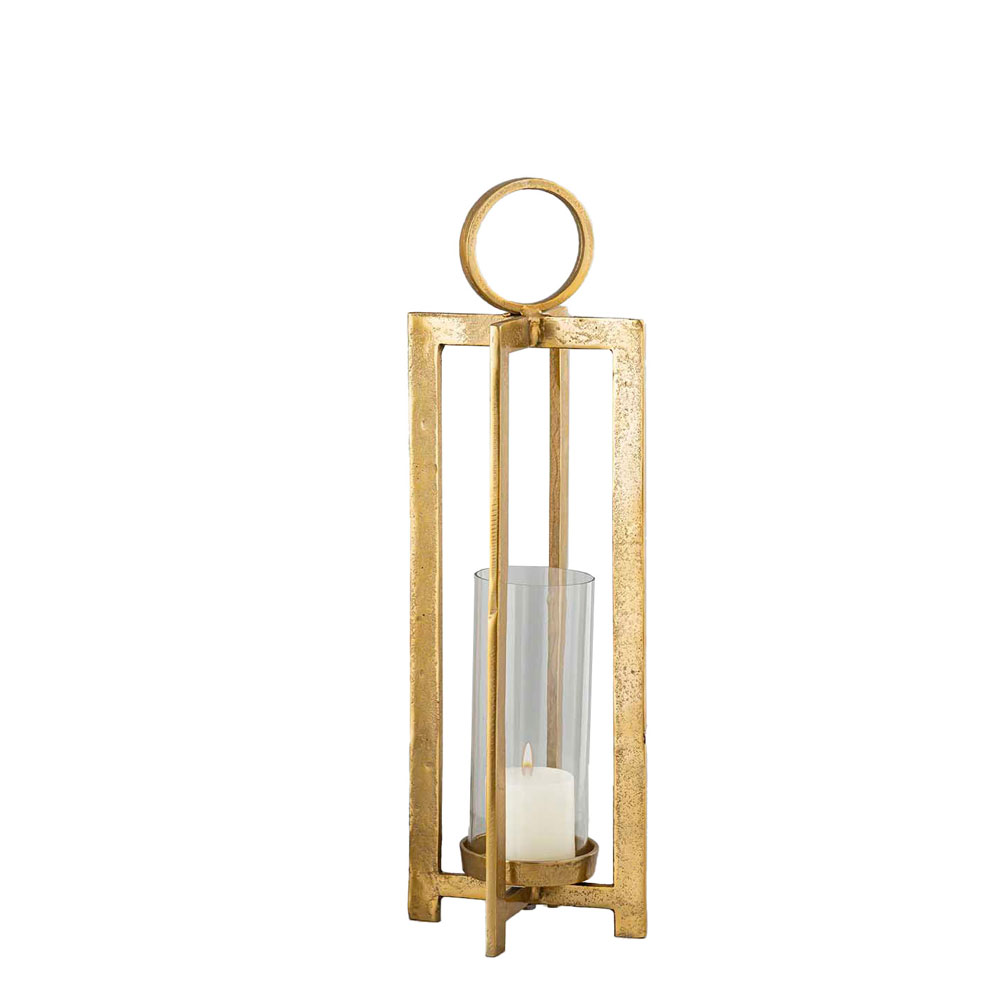 034383-t56gy-first-_1 BEACON LIGHT ΦΑΝΑΡΙ 20x20x66cm ΑΛΟΥΜΙΝΙΟ ΧΡΥΣΟ ΓΥΑΛΙ 034383 - Image 1