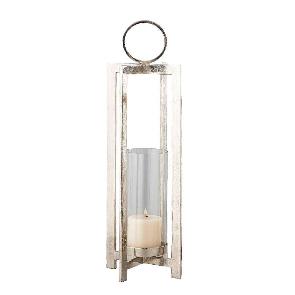 034384-UOiRE-first-_1 BEACON LIGHT ΦΑΝΑΡΙ 25.5x25.5x78cm ΑΛΟΥΜΙΝΙΟ ΑΣΗΜΙ ΓΥΑΛΙ 034384 - Image 1