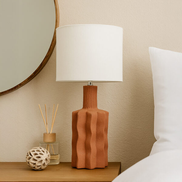 EGLI ΦΩΤΙΣΤΙΚΟ ΕΠΙΤΡΑΠΕΖΙΟ 32x32x56cm ΚΕΡΑΜΙΚΟ TERRACOTTA ΛΙΝΟ ΛΕΥΚΟ 034586 - Image 2