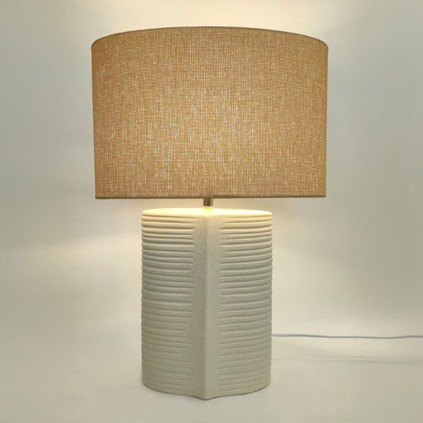 SELENE ΦΩΤΙΣΤΙΚΟ ΕΠΙΤΡΑΠΕΖΙΟ 40x20x59cm ΚΕΡΑΜΙΚΟ ΜΠΕΖ ΛΙΝΟ ΛΕΥΚΟ 034589 - Image 2