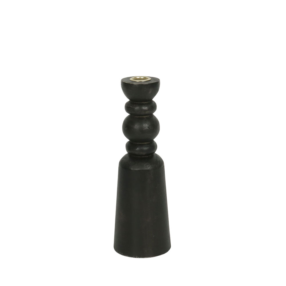034746-JLKhF-first-_1 NUVIRA ΚΗΡΟΠΗΓΙΟ 8.5x8.5x26cm ΞΥΛΟ ΜΑΥΡΟ ΧΡΥΣΟ ΜΕΤΑΛΛΟ 034746 - Image 1