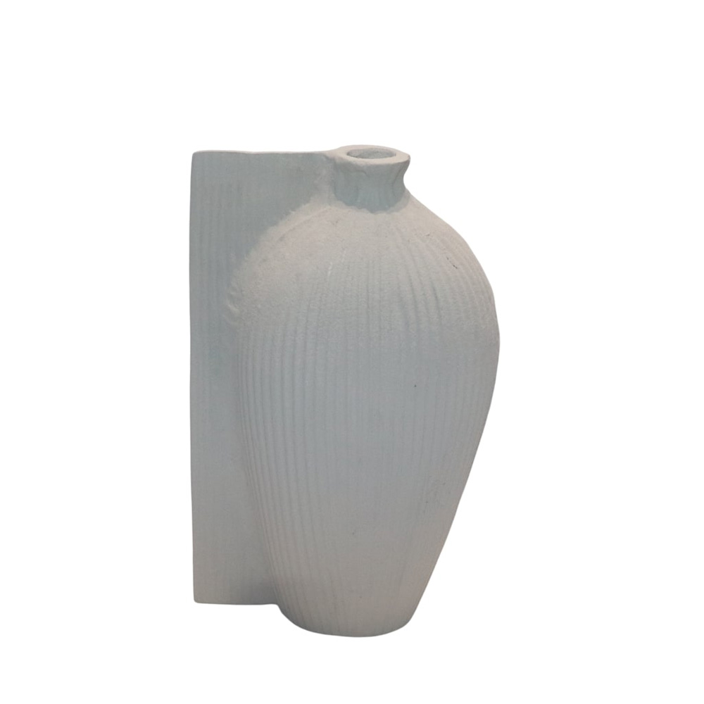 035189-zqDdC-first-_1 VOLINA ΒΑΖΟ 17x9.5x28cm ΑΛΟΥΜΙΝΙΟ ΛΕΥΚΟ TEXTURED 035189 - Image 1
