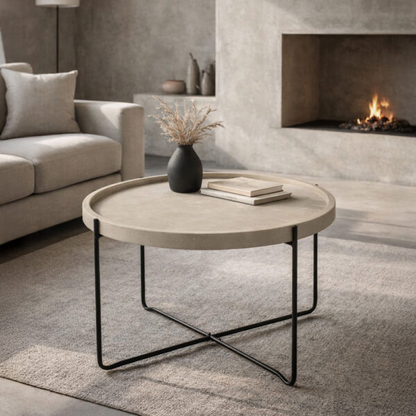 FUN COFFEE TABLE SAND BEIGE ΜΑΥΡΟ 63x63x42cm 04-0494 - Image 2