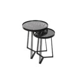 JUNGLE SIDE TABLE SET 2ΤΕΜ ΜΑΥΡΟ ΜΕ PATTERN ΜΑΥΡΟ 40x40x50cm 04-0664
