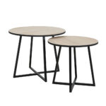 CRUZ SIDE TABLE SET 2ΤΕΜ ΦΥΣΙΚΟ ΜΑΥΡΟ 50x50x40cm 04-0666