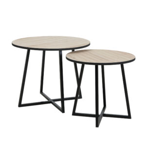 CRUZ SIDE TABLE SET 2ΤΕΜ ΦΥΣΙΚΟ ΜΑΥΡΟ 50x50x40cm 04-0666
