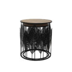 LEAF COFFEE TABLE SET 2ΤΕΜ ΜΑΥΡΟ ΦΥΣΙΚΟ 40x40x45cm 04-0690 - Image 4