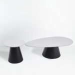 OVO COFFEE TABLE SET 2ΤΕΜ ΛΕΥΚΟ ΜΕ ΟΨΗ ΜΑΡΜΑΡΟΥ ΜΑΥΡΟ 129x69x38cm 04-1292 - Image 3