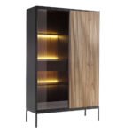 MYSTERY ΒΙΤΡΙΝΑ 2ΠΟΡΤΕΣ ΦΥΣΙΚΟ ΣΚΟΥΡΟ ΜΑΥΡΟ 104x39x166cm 05-0811