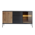 MYSTERY ΜΠΟΥΦΕΣ 2ΠΟΡΤΕΣ 3ΣΥΡΤΑΡΙΑ ΦΥΣΙΚΟ ΣΚΟΥΡΟ ΜΑΥΡΟ 154x39x83cm 05-0812 - Image 2