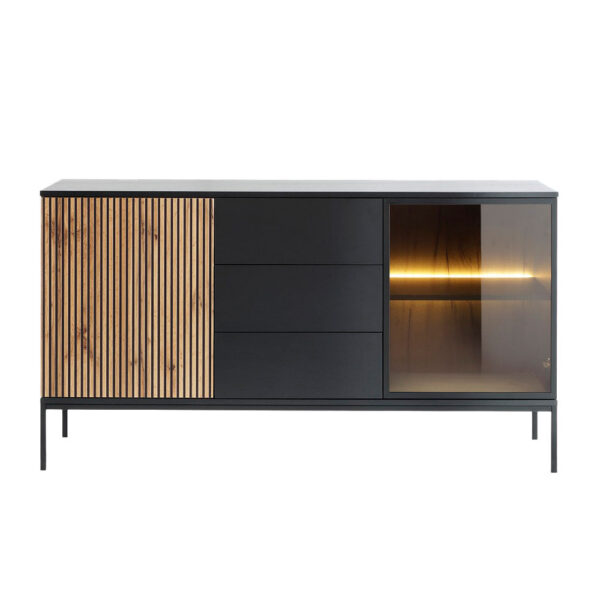 MYSTERY ΜΠΟΥΦΕΣ 2ΠΟΡΤΕΣ 3ΣΥΡΤΑΡΙΑ ΦΥΣΙΚΟ ΣΚΟΥΡΟ ΜΑΥΡΟ 154x39x83cm 05-0812 - Image 2