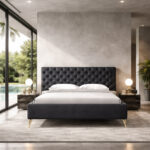 BLACK EROS ΚΡΕΒΑΤΙ (ΓΙΑ ΣΤΡΩΜΑ 160x200cm) ΜΑΥΡΟ 229.5x195x118.5cm 09-1126 - Image 2