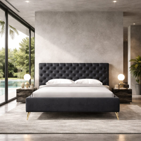 BLACK EROS ΚΡΕΒΑΤΙ (ΓΙΑ ΣΤΡΩΜΑ 160x200cm) ΜΑΥΡΟ 229.5x195x118.5cm 09-1126 - Image 2