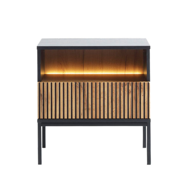 MYSTERY ΚΟΜΟΔΙΝΟ 1ΣΥΡΤΑΡΙ 1ΡΑΦΙ ΦΥΣΙΚΟ ΣΚΟΥΡΟ ΜΑΥΡΟ 54x39x56cm 09-2138 - Image 2