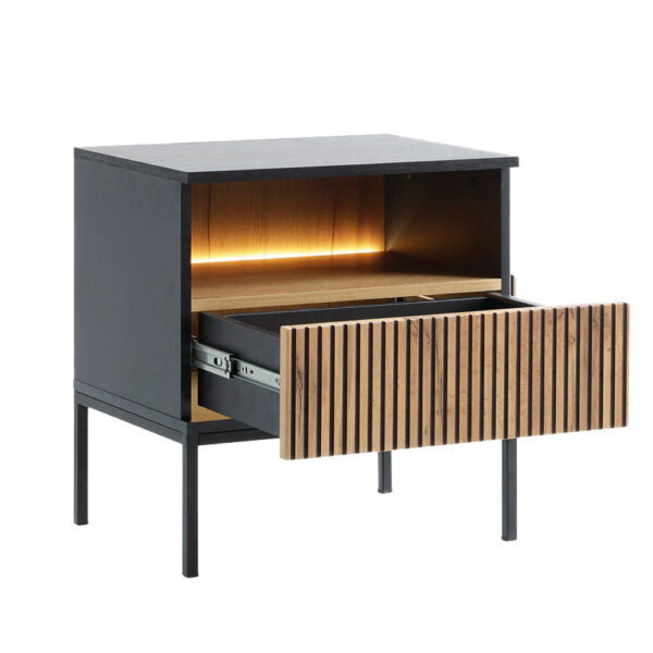 MYSTERY ΚΟΜΟΔΙΝΟ 1ΣΥΡΤΑΡΙ 1ΡΑΦΙ ΦΥΣΙΚΟ ΣΚΟΥΡΟ ΜΑΥΡΟ 54x39x56cm 09-2138 - Image 3