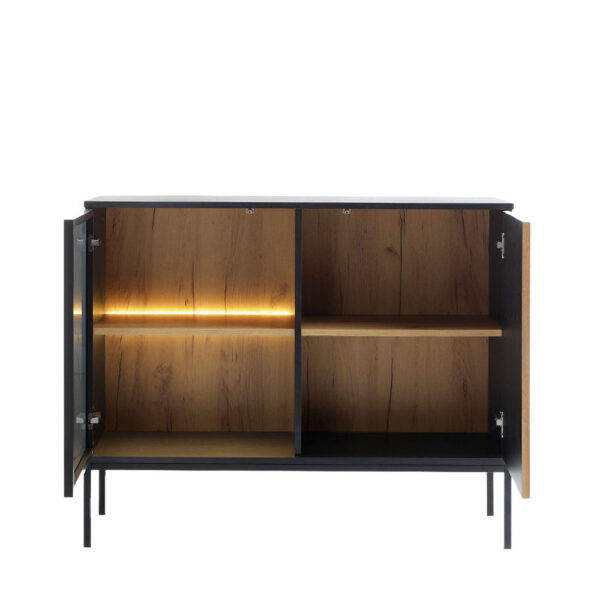 MYSTERY ΚΟΜΟΤΑ 2ΠΟΡΤΕΣ ΦΥΣΙΚΟ ΣΚΟΥΡΟ ΜΑΥΡΟ 104x39x83cm 09-2139 - Image 3