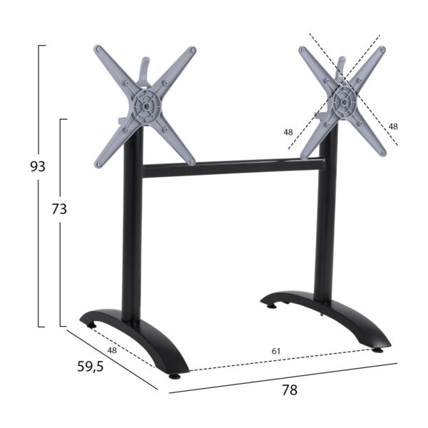 ΒΑΣΗ ΑΛΟΥΜΙΝΙΟΥ ΔΙΣΤΗΛΗ ΜΕ ΑΝΑΔΙΠΛΟΥΜΕΝΟΥΣ ΣΤΑΥΡΟΥΣ HM468.01 ΜΑΥΡΟ ΜΑΤ 78X59,5X73Υ εκ. - Image 2