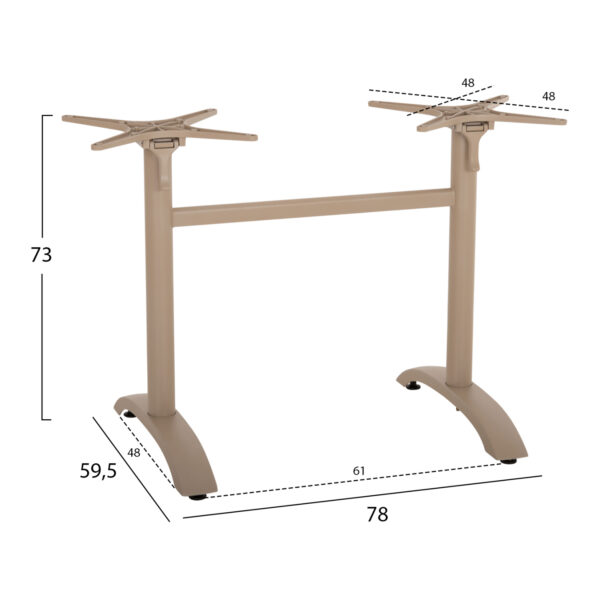 ΒΑΣΗ ΑΛΟΥΜΙΝΙΟΥ ΔΙΣΤΗΛΗ ΜΕ ΑΝΑΔΙΠΛΟΥΜΕΝΟΥΣ ΣΤΑΥΡΟΥΣ HM468.25 ΚΑΠΟΥΤΣΙΝΟ 78x59,5x73Υ - Image 2