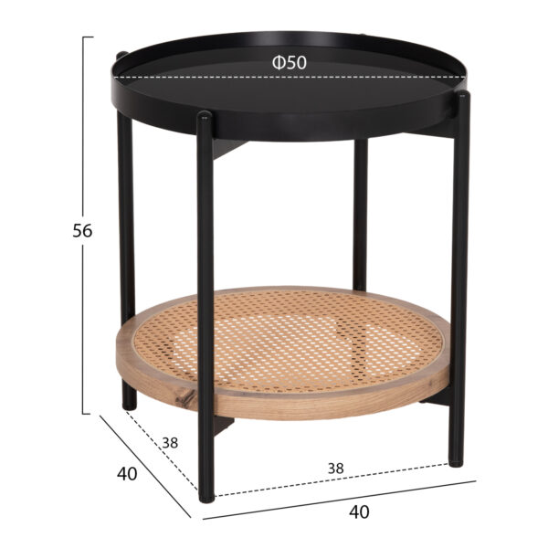 ΒΟΗΘΗΤΙΚΟ ΤΡΑΠΕΖΙ SEITZ HM18031 ΓΥΑΛΙ TOP-ΜΕΤΑΛΛΟ-RATTAN ΣΕ ΦΥΣΙΚΟ Φ50x56Υεκ. - Image 2