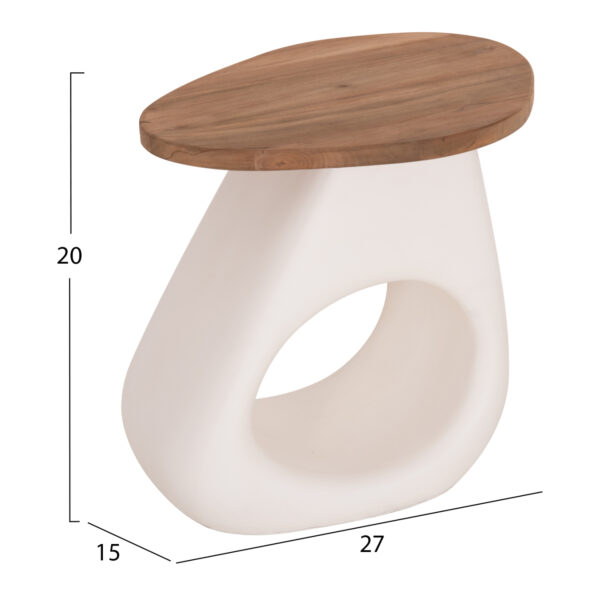 ΒΟΗΘΗΤΙΚΟ ΤΡΑΠΕΖΙ AIDA HM4692.02 FIBER CEMENT ΛΕΥΚΟ--ΞΥΛΟ TEAK TOP 47x60x59Υεκ - Image 2