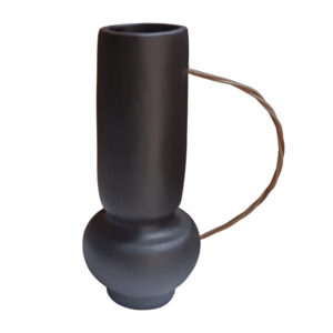 ΔΙΑΚΟΣΜΗΤΙΚΟ ΒΑΖΟ MIBO HM4688.01L ΤΕΡΑΚΟΤΑ ΜΑΥΡH-ΧΕΡΟΥΛΙ ΦΥΣΙΚΟ RATTAN 20.5x15.5x35Υεκ