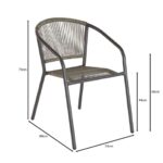 PATTY Πολυθρόνα Στοιβαζόμενη Κήπου, Μέταλλο Βαφή Ανθρακί, PE Rattan Γκρι 54x69x73cm - Image 3