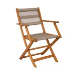 SPRING Πολυθρόνα Πτυσσόμενη Βεράντας - Κήπου, Ξύλο Ακακία Φυσικό, Rope Wicker Μπεζ 56x58x85cm - Image 2