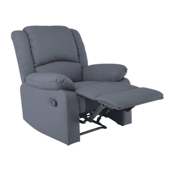 EVA Πολυθρόνα Relax Σαλονιού - Καθιστικού, PU Σκούρο Γκρι 87x91x102cm - Image 3