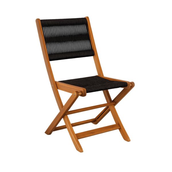 SPRING Καρέκλα Πτυσσόμενη Βεράντας - Κήπου, Ξύλο Ακακία Φυσικό, Rope Wicker Μαύρο 47x58x85cm - Image 2