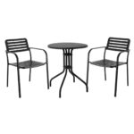 ROMA Set Κήπου-Βεράντας: Τραπέζι + 2 Πολυθρόνες, Μέταλλο Βαφή Μαύρο Table: Φ60cm Chair: 56x55x80cm - Image 2