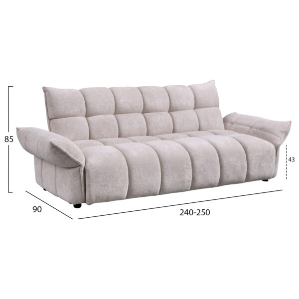 ΚΑΝΑΠΕΣ ΚΡΕΒΑΤΙ MELU HM3314.02 ΜΠΕΖ ΥΦΑΣΜΑ--ΚΑΘΙΣΜΑ POCKET SPRINGS 240-250x90x85Υεκ. - Image 2