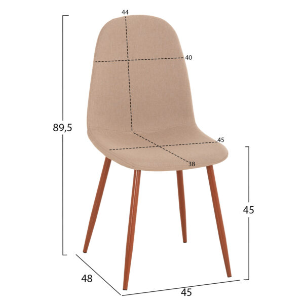 ΚΑΡΕΚΛΑ LEONARDO HM00100.07 ΥΦΑΣΜΑ ΜΠΕΖ ΚΑΙ ΚΑΦΕ ΜΕΤΑΛΛΙΚΑ ΠΟΔΙΑ 44x48x89Υεκ. - Image 2