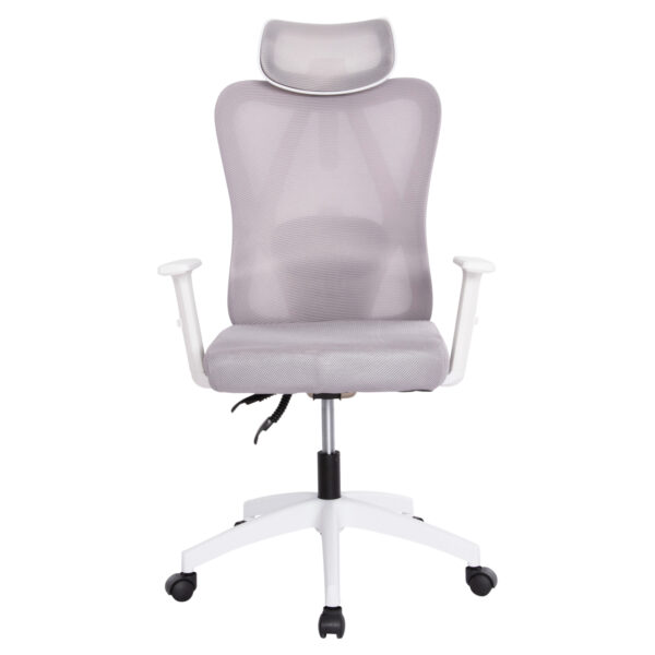 ΚΑΡΕΚΛΑ ΓΡΑΦΕΙΟΥ MEXER HM1195.02 ΓΚΡΙ MESH-PP ΒΑΣΗ-ΣΚΕΛΕΤΟΣ ΛΕΥΚΟΣ 68x70x136Υεκ. - Image 3