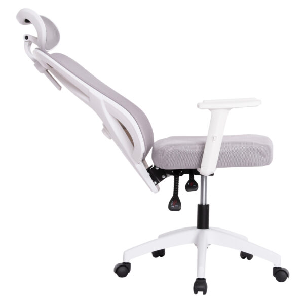 ΚΑΡΕΚΛΑ ΓΡΑΦΕΙΟΥ MEXER HM1195.02 ΓΚΡΙ MESH-PP ΒΑΣΗ-ΣΚΕΛΕΤΟΣ ΛΕΥΚΟΣ 68x70x136Υεκ. - Image 5