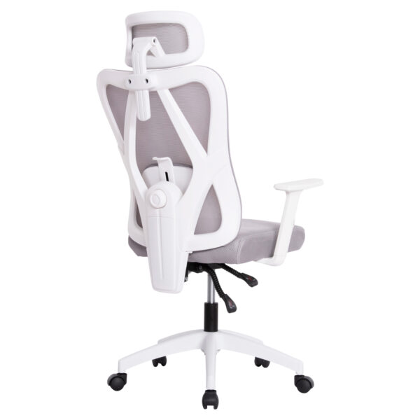 ΚΑΡΕΚΛΑ ΓΡΑΦΕΙΟΥ MEXER HM1195.02 ΓΚΡΙ MESH-PP ΒΑΣΗ-ΣΚΕΛΕΤΟΣ ΛΕΥΚΟΣ 68x70x136Υεκ. - Image 6