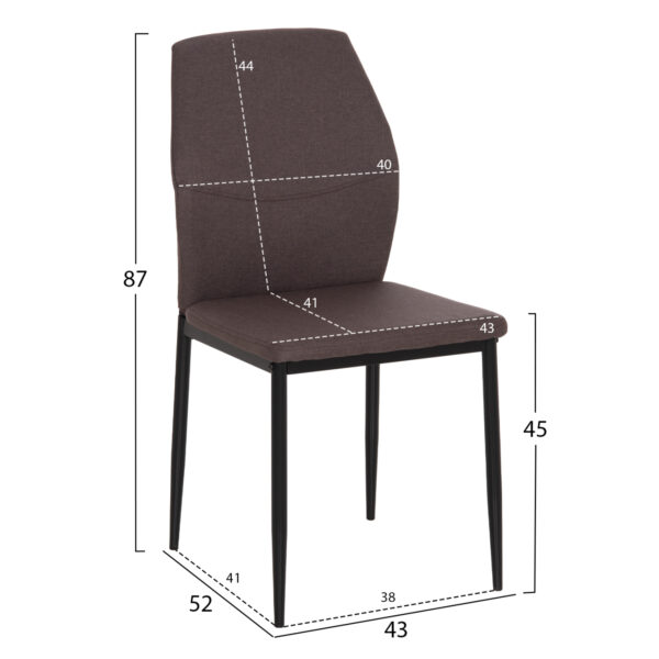 ΚΑΡΕΚΛΑ ΤΡΑΠΕΖΑΡΙΑΣ DIAZ HM18346.03 ΚΑΦΕ ΥΦΑΣΜΑ-ΜΕΤΑΛΛΙΚΑ ΠΟΔΙΑ ΜΑΥΡΑ 43x52x87Υεκ. - Image 2