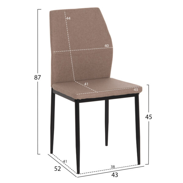 ΚΑΡΕΚΛΑ ΤΡΑΠΕΖΑΡΙΑΣ DIAZ HM18346.04 ΜΠΕΖ ΥΦΑΣΜΑ-ΜΕΤΑΛΛΙΚΑ ΠΟΔΙΑ ΜΑΥΡΑ 43x52x87Υεκ. - Image 2