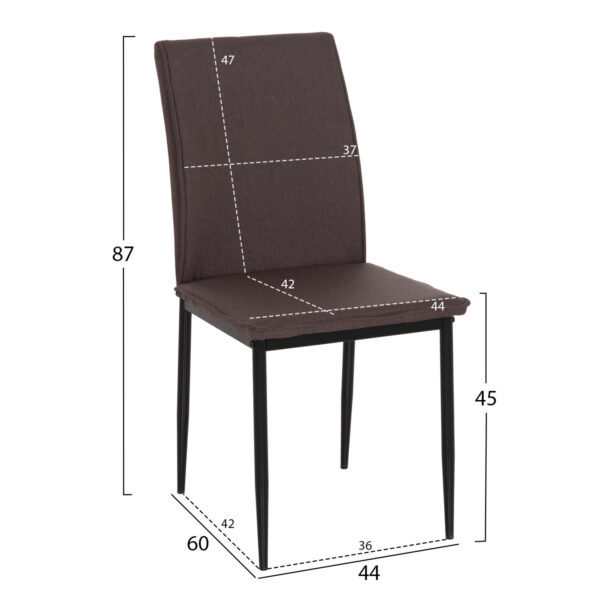 ΚΑΡΕΚΛΑ ΤΡΑΠΕΖΑΡΙΑΣ PERKY HM18347.03 ΚΑΦΕ ΥΦΑΣΜΑ-ΜΕΤΑΛ. ΠΟΔΙΑ ΜΑΥΡΑ 44x60x87Υεκ - Image 2