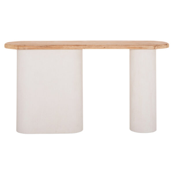 ΚΟΝΣΟΛΑ ΣΕΙΡΑ SANTORINI HM18338 ΤΟΠ ΞΥΛΟ ΕΛΑΤΟΥ-ΒΑΣΗ ΥΠΟΛΕΥΚΟ MDF 150x35x82Υεκ. - Image 3