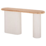 ΚΟΝΣΟΛΑ ΣΕΙΡΑ SANTORINI HM18338 ΤΟΠ ΞΥΛΟ ΕΛΑΤΟΥ-ΒΑΣΗ ΥΠΟΛΕΥΚΟ MDF 150x35x82Υεκ. - Image 4