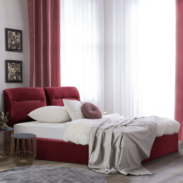 ΚΡΕΒΑΤΙ ΔΙΠΛΟ & ΣΤΡΩΜΑ KENDRA HM10720.06 ΚΟΚΚΙΝΟ ΒΟΥΡΓΟΥΝΔΙΑΣ ΒΕΛΟΥΔΟ--ΑΠΟΘ.ΧΩΡΟΣ--160x200εκ - Image 2