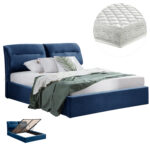 ΚΡΕΒΑΤΙ ΔΙΠΛΟ & ΣΤΡΩΜΑ KENDRA HM10720.18 ΜΠΛΕ ΒΕΛΟΥΔΟ--ΑΠΟΘ.ΧΩΡΟΣ--160x200εκ