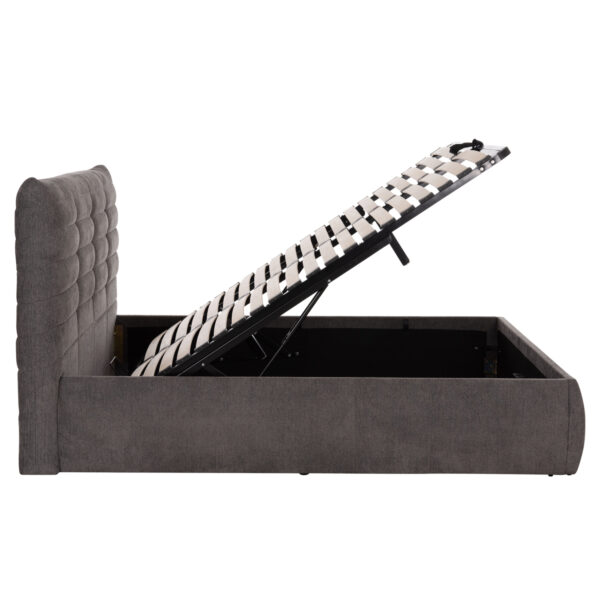 ΚΡΕΒΑΤΙ ΔΙΠΛΟ & ΣΤΡΩΜΑ SANDRA HM10770 ΓΚΡΙ ΥΦΑΣΜΑ ΜΕ ΑΠΟΘ.ΧΩΡΟ--ΓΙΑ 160x200εκ - Image 4